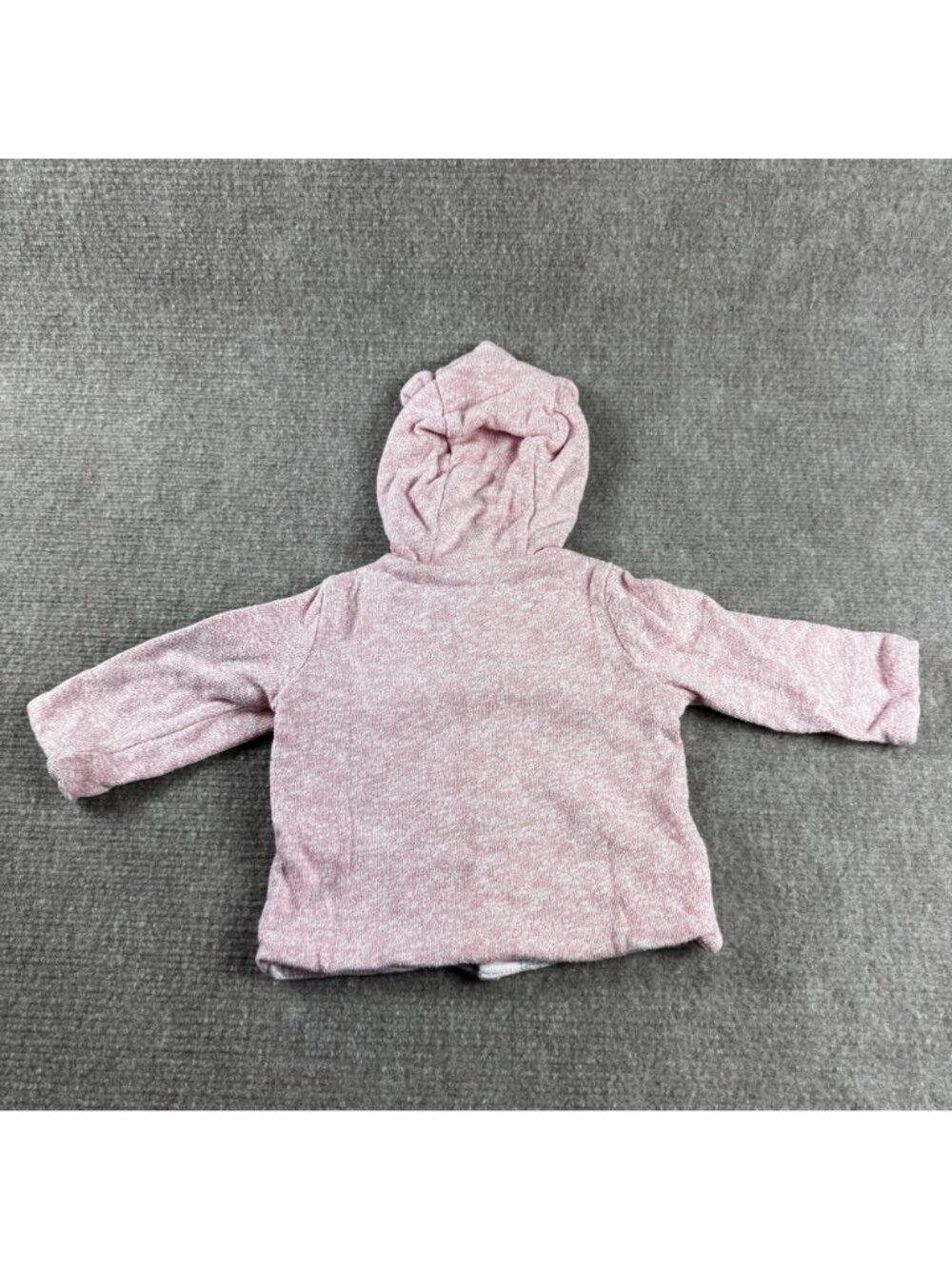 Baby Gap Girls 3-6M Reversible Hooded Bear Cardigan Sweater Pink Stripe Jacket - Picture 2 of 7